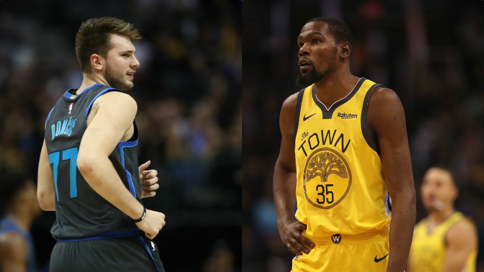 Luka Doncic y Kevin Durant. (Getty)
