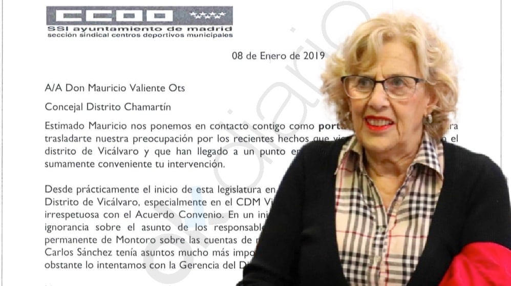 Manuela Carmena y el comunicado de CCOO a Mauricio Valiente. (Foto. Madrid)