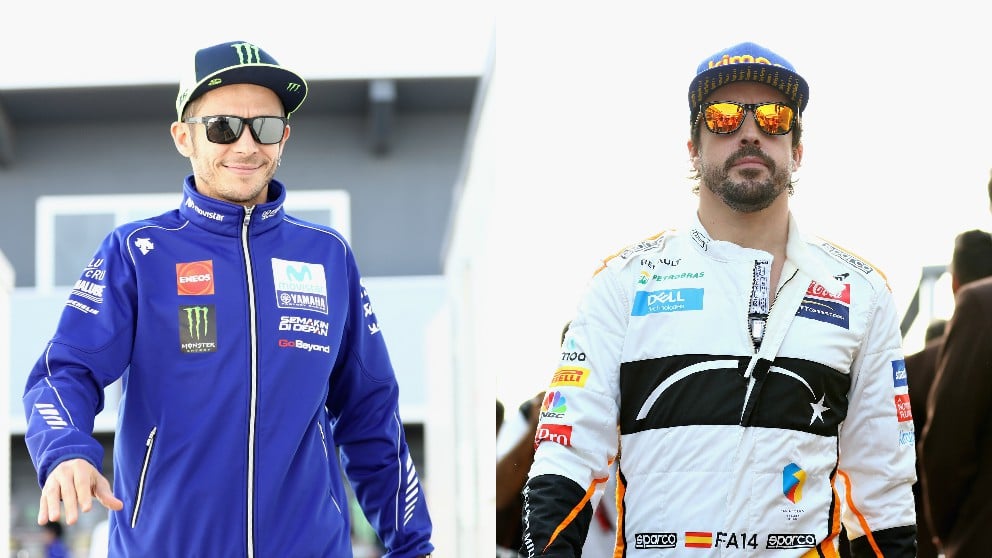 Valentino Rossi y Fernando Alonso. (Getty)