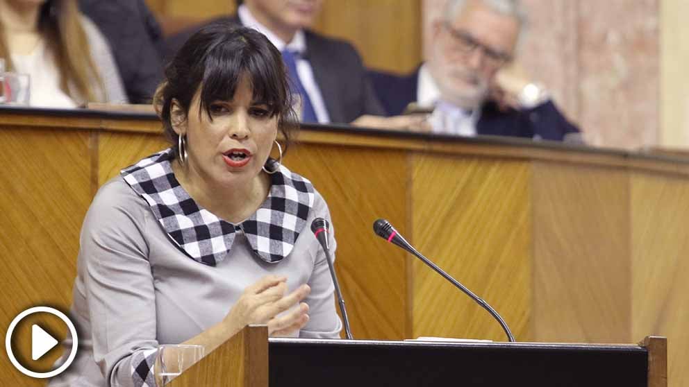 La dirigente de Adelante Andalucía,Teresa Rodríguez, en el debate de investidura.