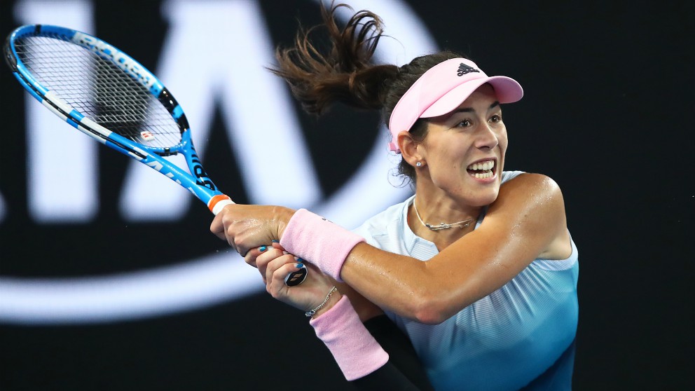 Garbiñe Muguruza, en su partido ante Konta. (Getty)