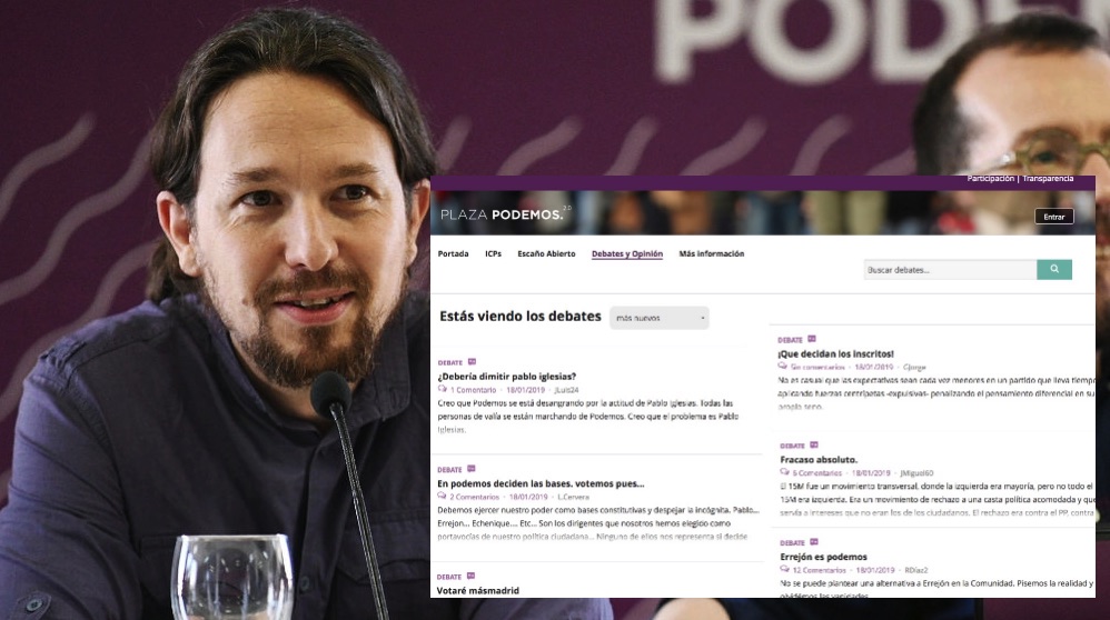 El secretario general Pablo Iglesias en una reunión del partido. (Foto. Podemos)