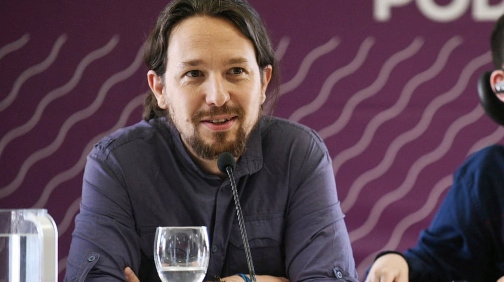 El secretario general Pablo Iglesias en una reunión del partido (Foto: Podemos).