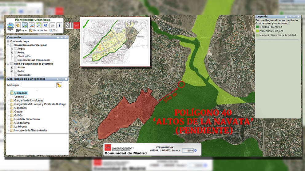 La futura urbanización de Los Altos de La Navata, criticada por IU, está a sólo 500 metros de la parcela de Iglesias.