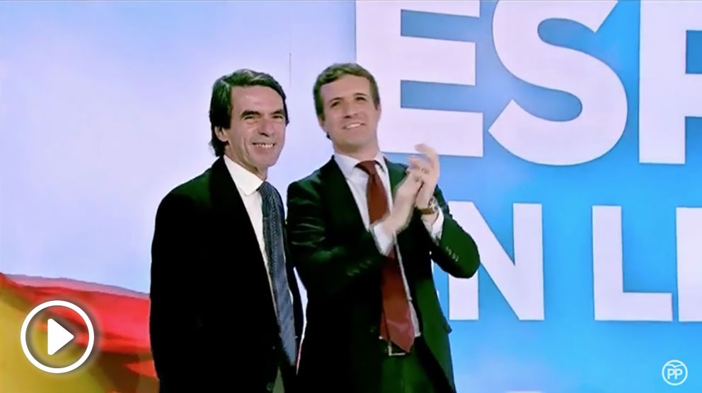 José María Aznar, con Pablo Casado, en la Convención Nacional del PP.