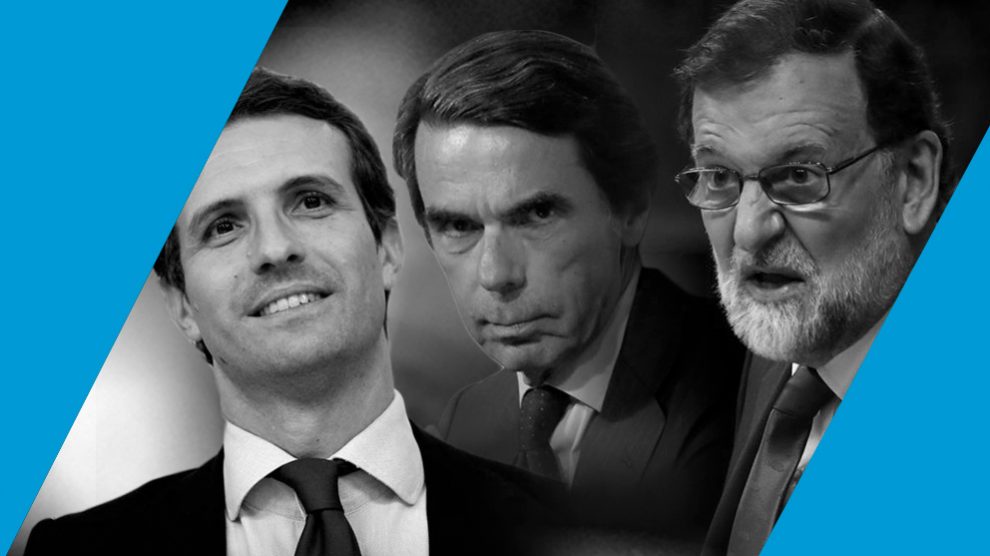 Pablo Casado, José María Aznar y Mariano Rajoy.