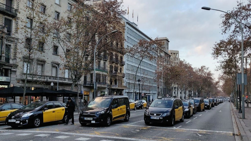 Huelga de taxis en Barcelona. Foto: Europa Press