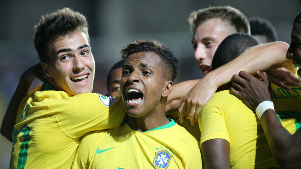 Rodrygo Goes, en la celebración de un gol