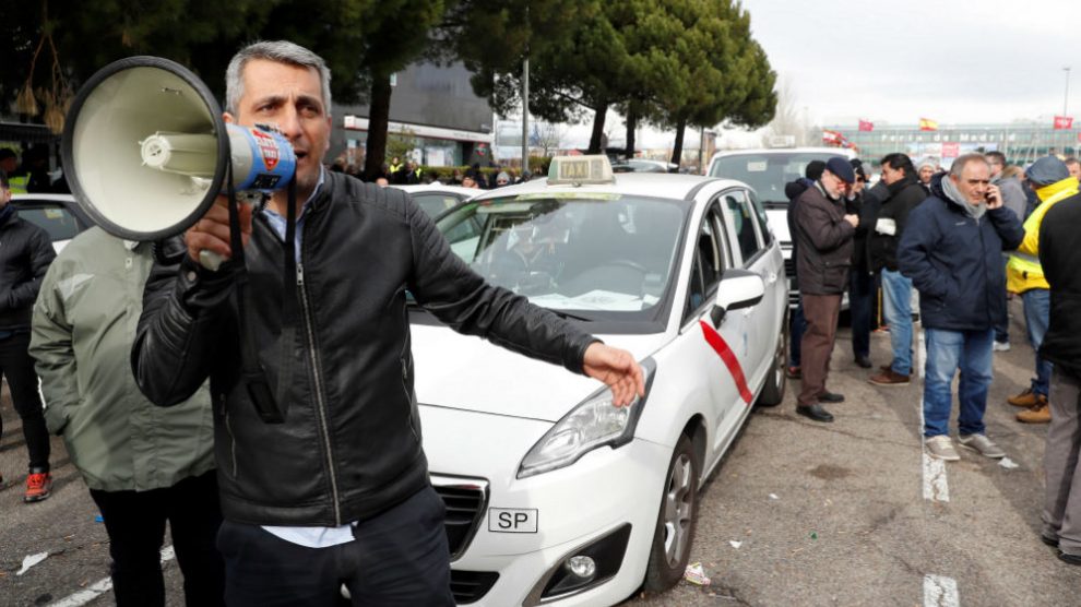 Taxistas protestan en Madrid