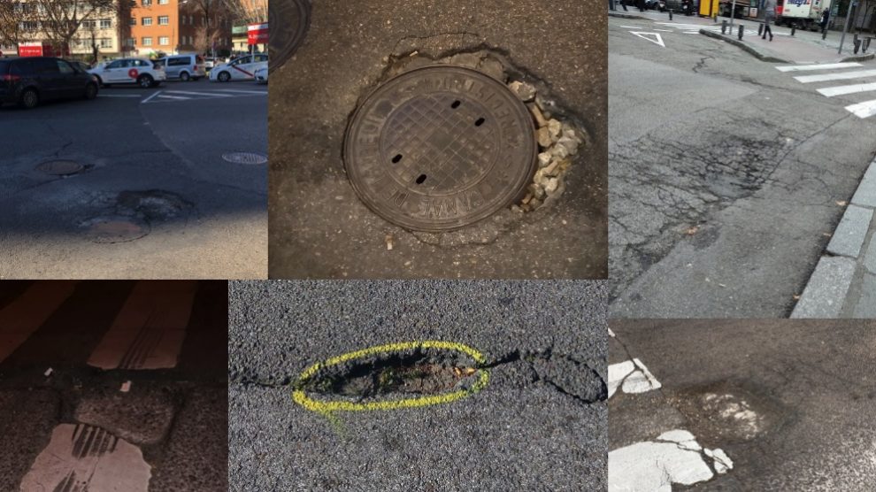 Alguno de los baches reportados en Twitter.