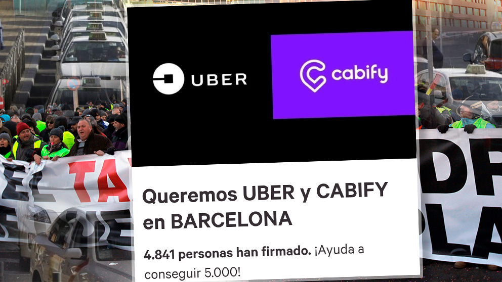 Los barceloneses recogen 5.000 firmas en Change.org para que las VTC, Cabify y Uber, sigan funcionando en la Ciudad Condal.