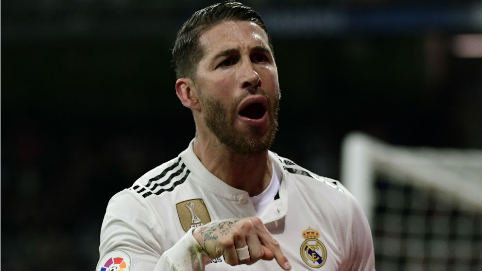 Sergio Ramos celebra un gol con el Real Madrid. (AFP)