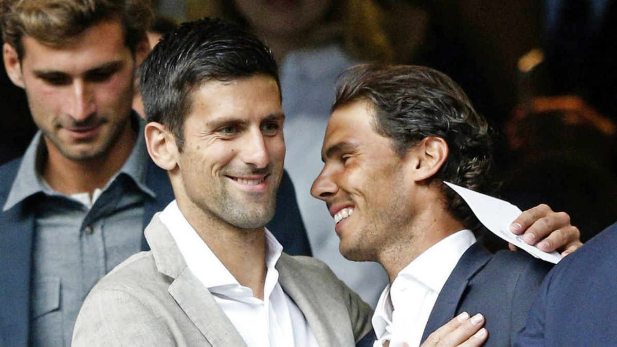 Novak Djokovic y Rafa Nadal coincidieron en el palco del Bernabéu en 2016.