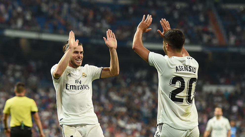 Gareth Bale y Marco Asensio celebran un gol con el Real Madrid. (Getty)