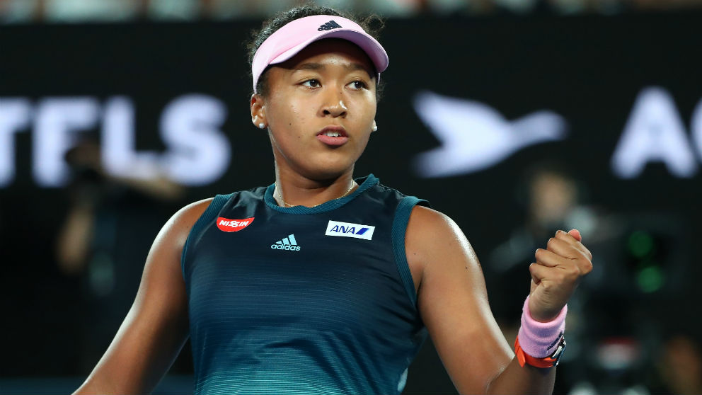 Naomi Osaka celebra un punto ante Kvitova. (Getty)