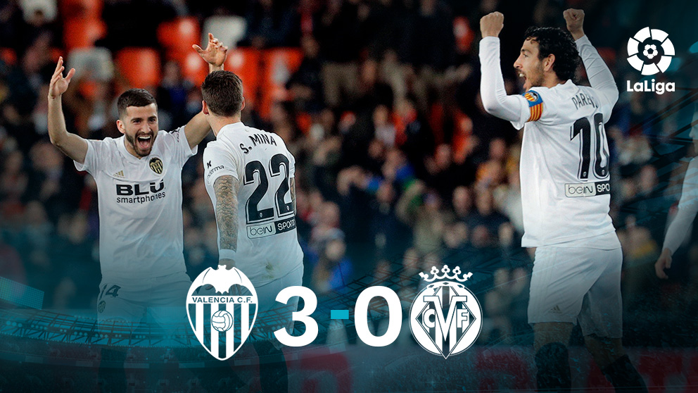 El Valencia goleó al Villarreal en Mestalla.