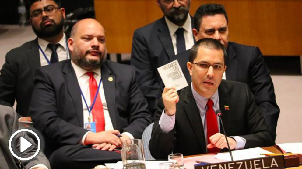 El ministro de Exteriores venezolano, Jorge Arreaza, este sábado en el Consejo de Seguridad de la ONU.