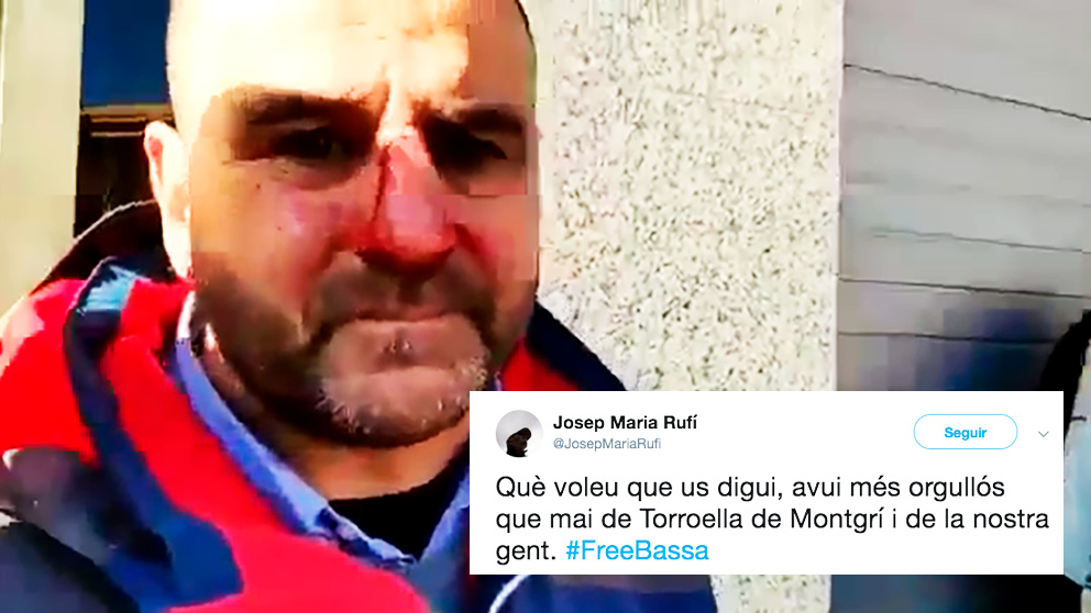El concejal de Ciudadanos agredido en Torroella de Montgrí, Sergio Atalaya, y el tuit del alcalde de la localidad gerundense