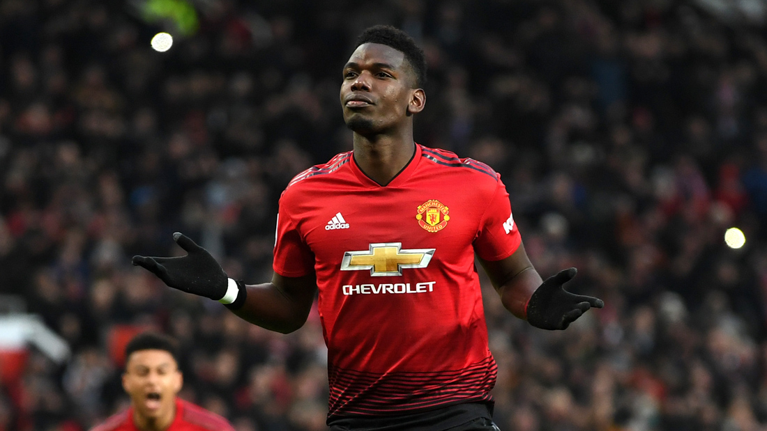 Pogba celebra un gol reciente con el United (Getty).