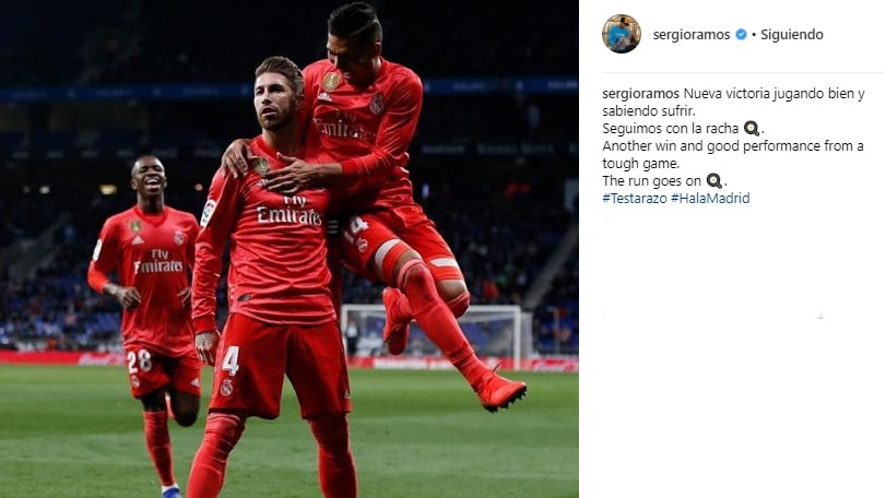 La publicación de Sergio Ramos en Instagram.
