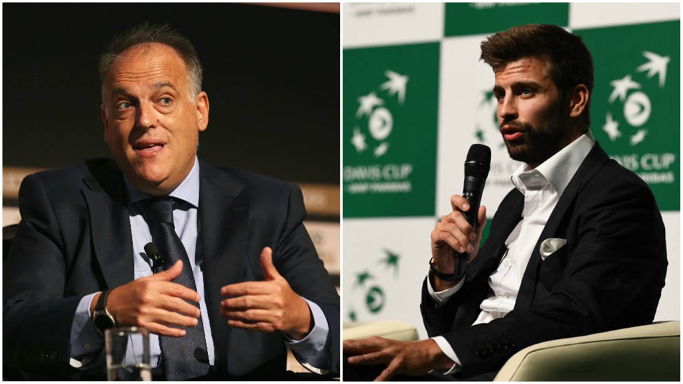 Javier Tebas y Gerard Piqué.