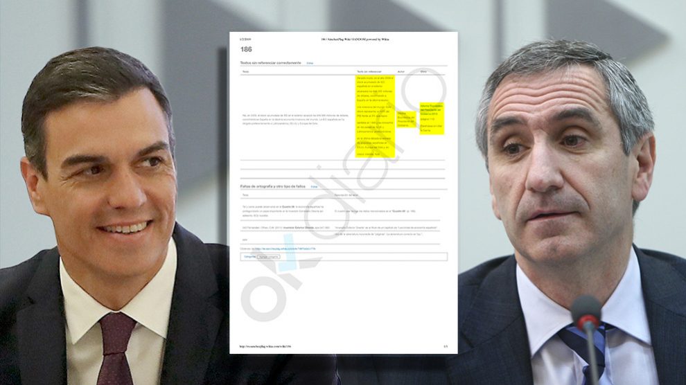 Pedro Sánchez, Javier Vallés y la ficha de SánchezPlag de la página 186 de la tesis del presidente.