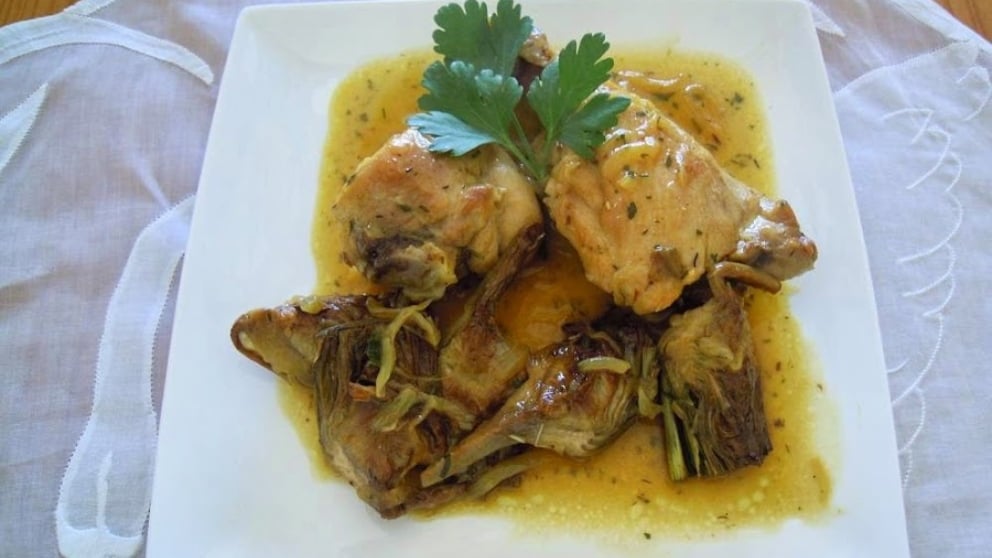 Receta de alcachofas con pollo