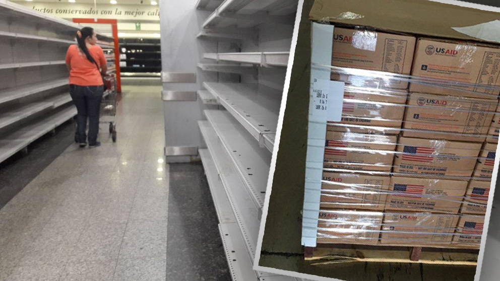 Material humanitario procedente de Estados Unidos y un supermercado de Venezuela semivacío
