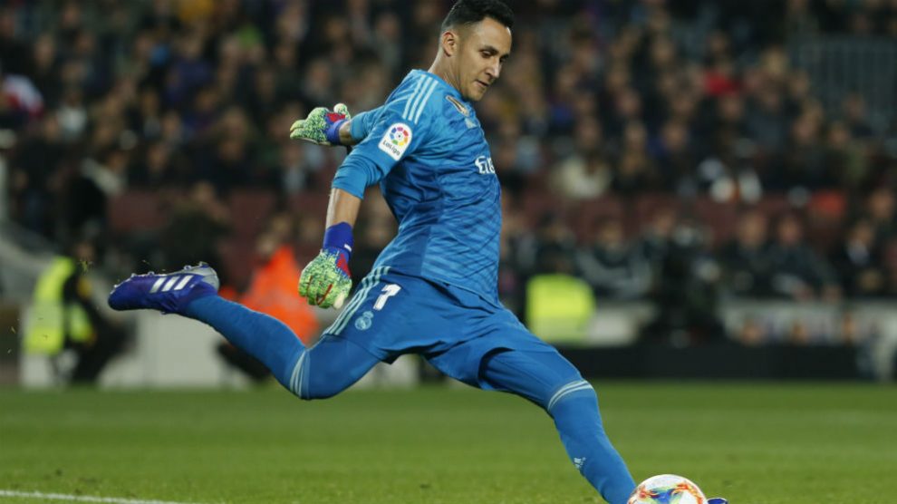 Keylor Navas en el Barcelona – Real Madrid de la ida de las semifinales de la Copa del Rey. (AFP)