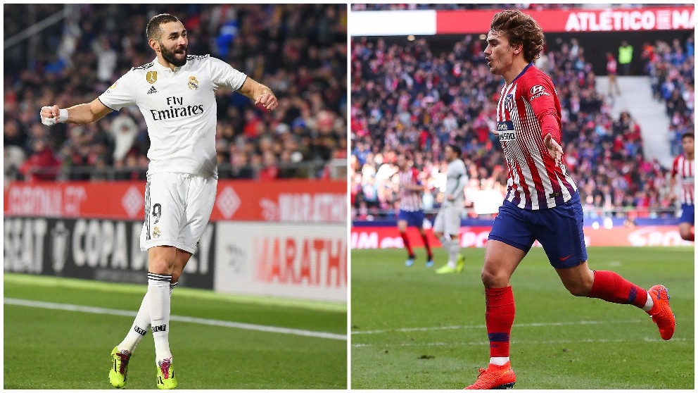 Benzema y Griezmann llegan al derbi como líderes de Madrid y Atlético. (Getty)