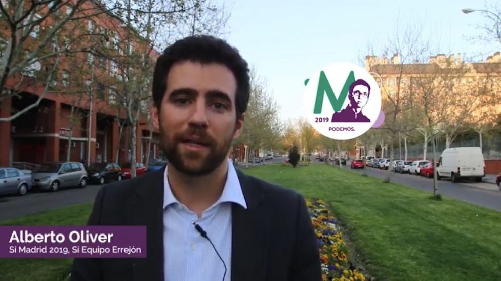 Alberto Oliver presentando su candidatura a la lista de Errejón. (Foto. YouTube)