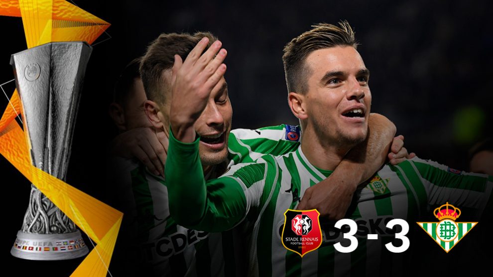 El Betis empató contra el Rennes (3-3).
