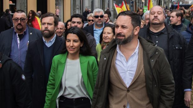 Los dirigentes de VOX Rocío Monasterio, Santiago Abascal e Iván Espinosa de los Monteros. (Foto: VOX)