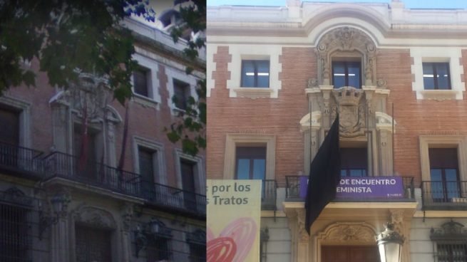 Carmena incumple la Ley de Banderas en un edificio municipal cedido a feministas