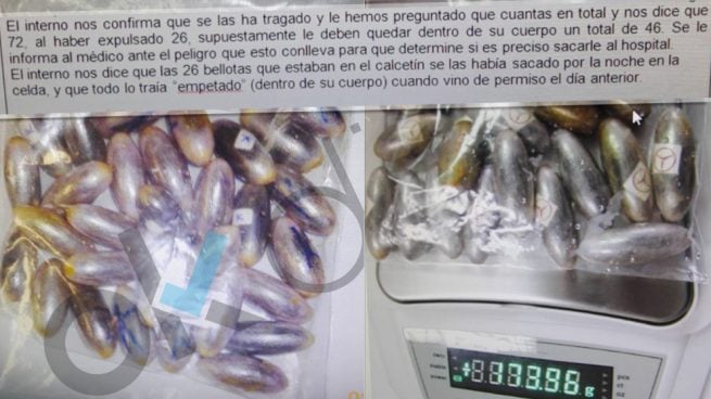 Interceptan 72 bellotas de hachís en el estómago de un interno que salió de permiso