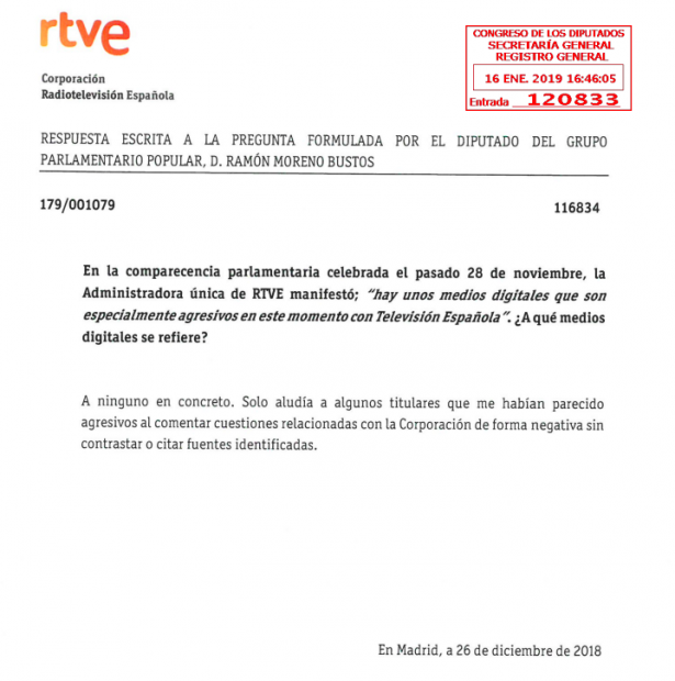 Rosa María Mateo acusa de «agresivos» a los medios que publican noticias negativas de RTVE