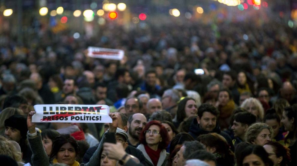 Manifestación de la huelga general independentista en Barcelona. Foto: EFE
