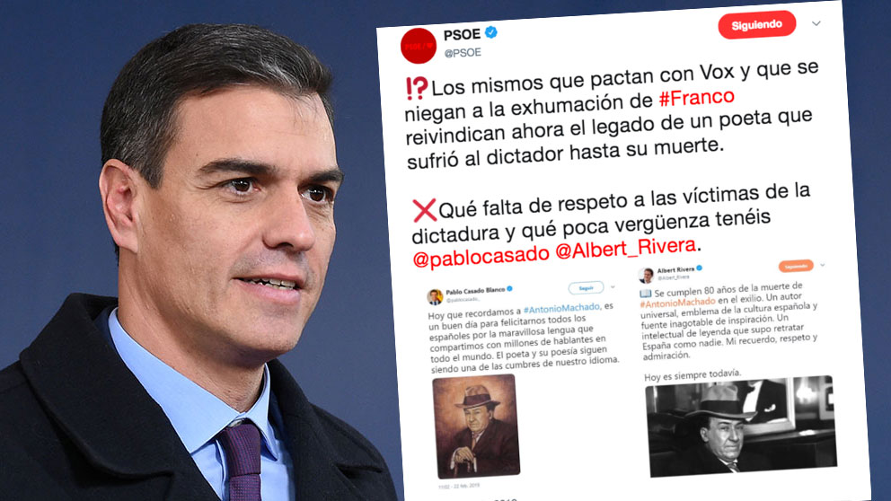 El PSOE acusa a Casado y Rivera de ser cómplices de la muerte de Machado en el exilio