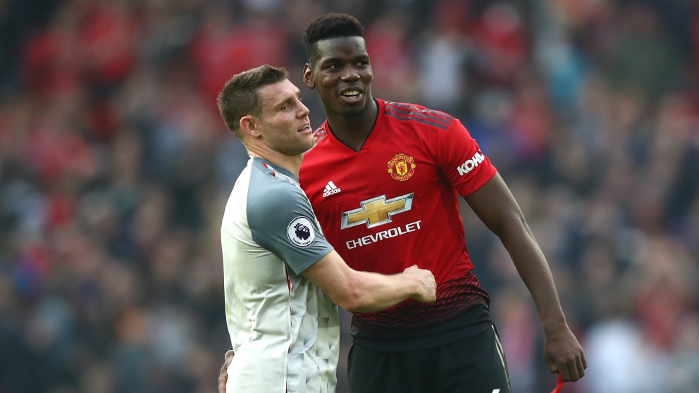 Milner y Pogba se saludan al término del partido. (Getty)