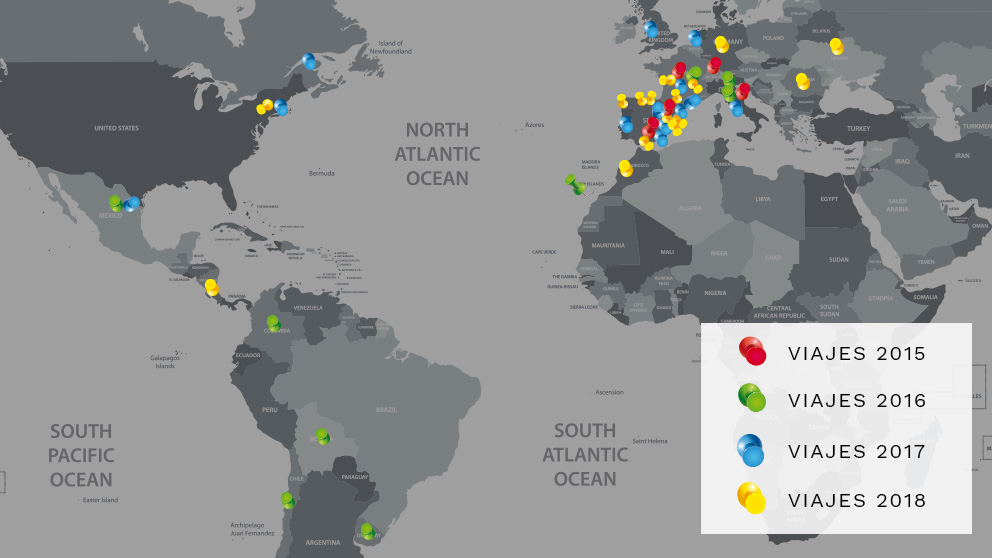 Mapa de los viajes de Carmena. (Datos: Portal de Transparencia – Elaboración: OKDIARIO)