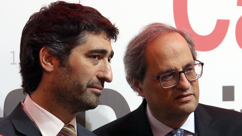 Quim Torra y Jordi Puigneró, consejero de Políticas Digitales y Administración Pública. (Foto: Enrique Falcón)