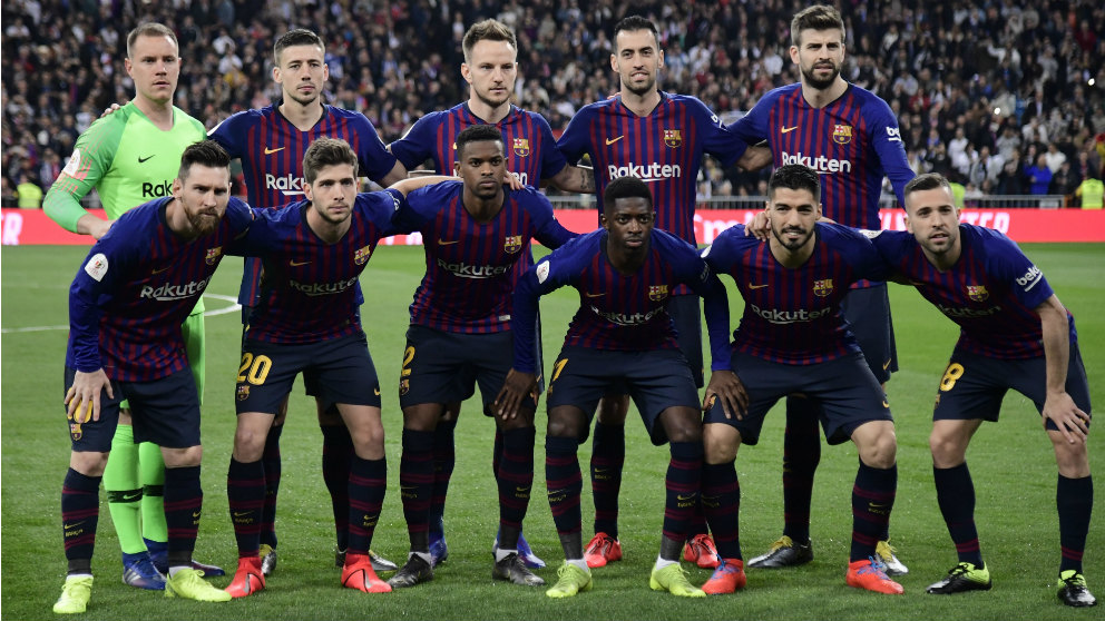 El once del Barcelona en el Clásico del Bernabéu. (AFP)