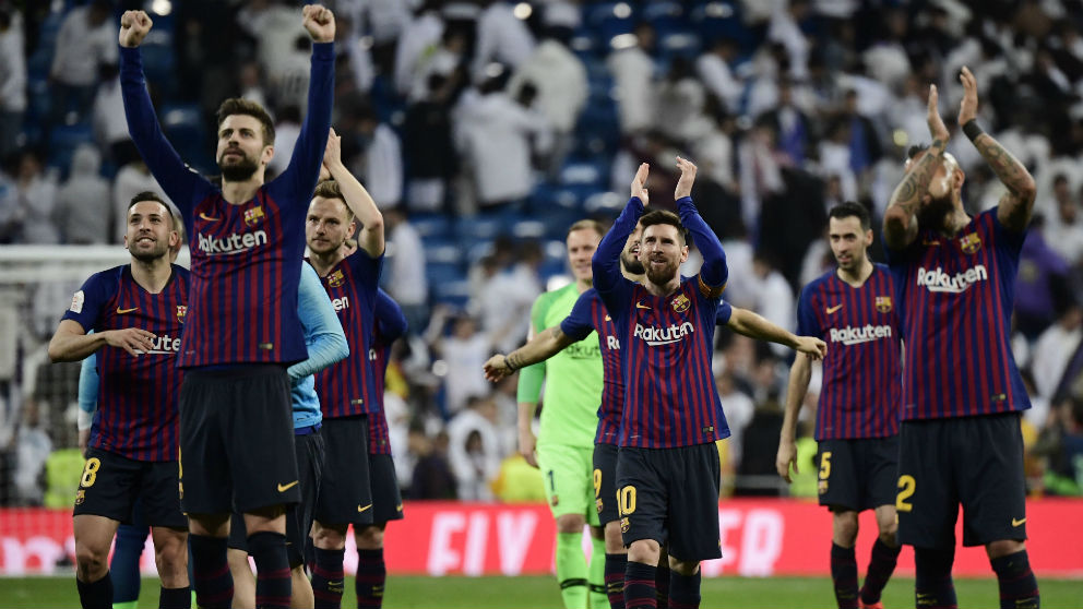 El Barcelona celebra el pase a la final de Copa. (AFP)