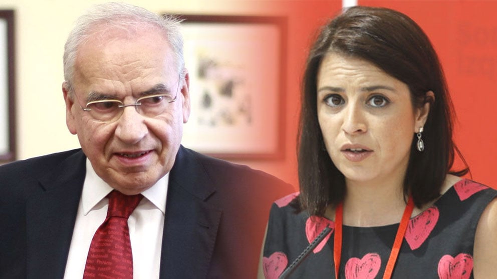 La portavoz del PSOE en el Congreso, Adriana Lastra, y el ex vicepresidente Alfonso Guerra.