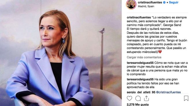 Cristina Cifuentes tras la petición de cárcel por el ‘caso máster’: «El tiempo dará y quitará razones»