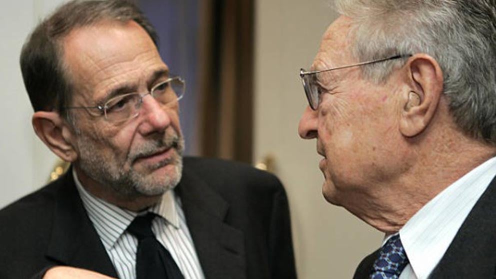 Javier Solana junto a George Soros.