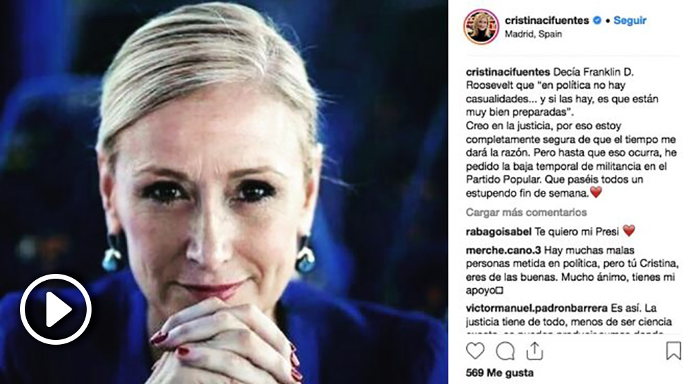 Carta de baja de militancia de Cifuentes del PP. (Foto. Instagram)