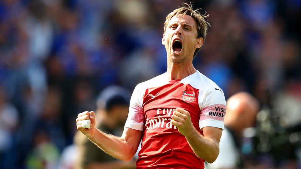 Nacho Monreal celebra un gol con el Arsenal. (Getty)