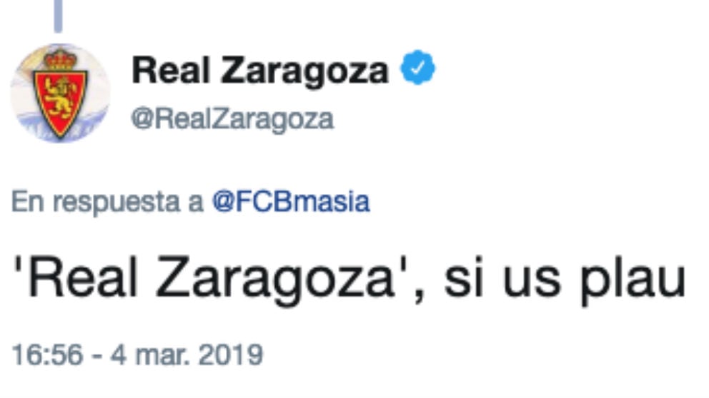 La respuesta del Real Zaragoza al Barcelona.
