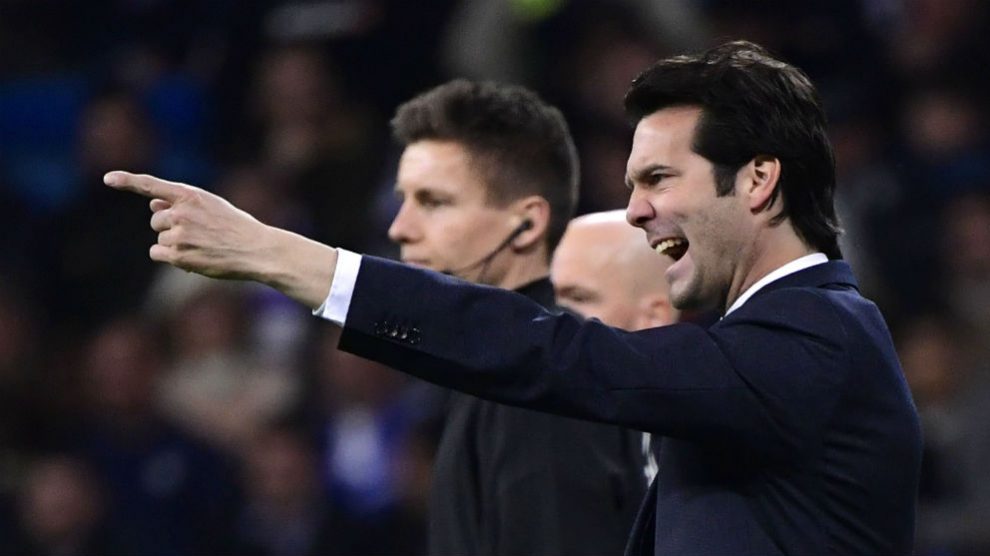 Solari, enfadado en el Real Madrid-Ajax de Champions. (AFP)